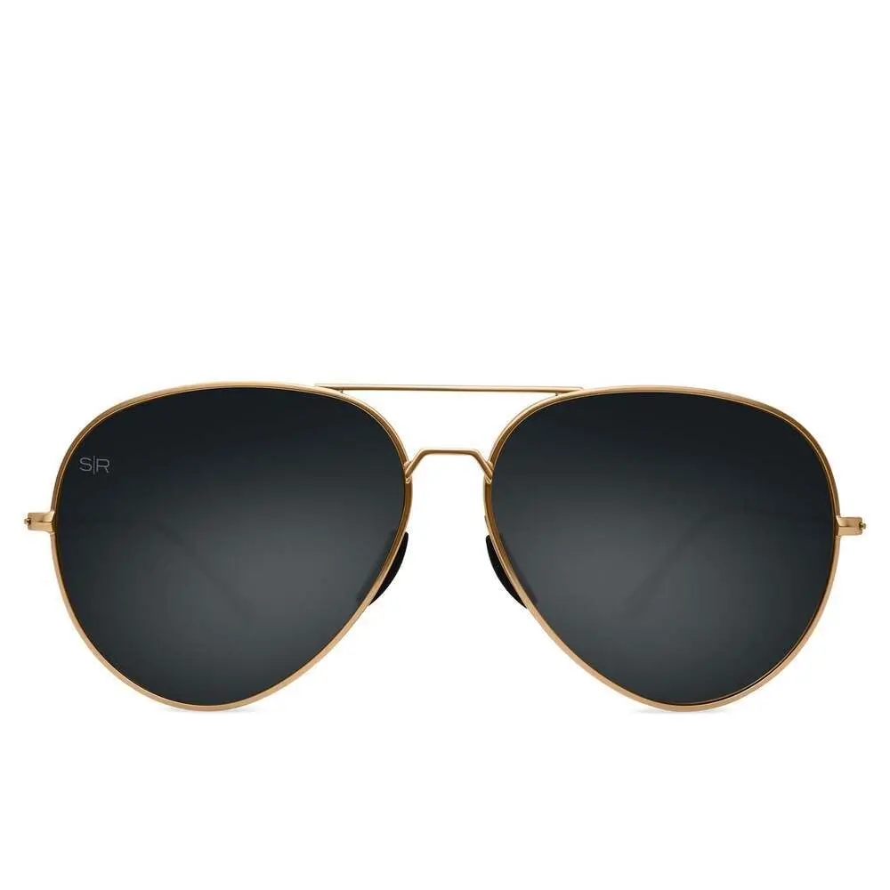Tangle Free Aviator - Black Gold Polarized
